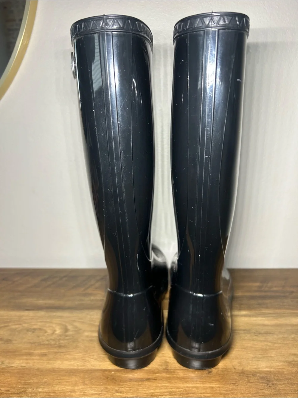 Black Womens Waterproof Knee-High Rain Boots